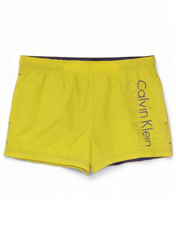 Calvin Klein Mens Graphic Swimming Shorts Large Yellow Polyester