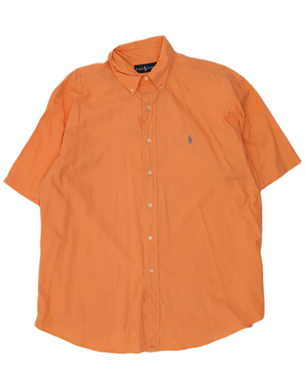 Ralph Lauren Camisa masculina Blake de manga curta e ajuste relaxado grande algodão laranja