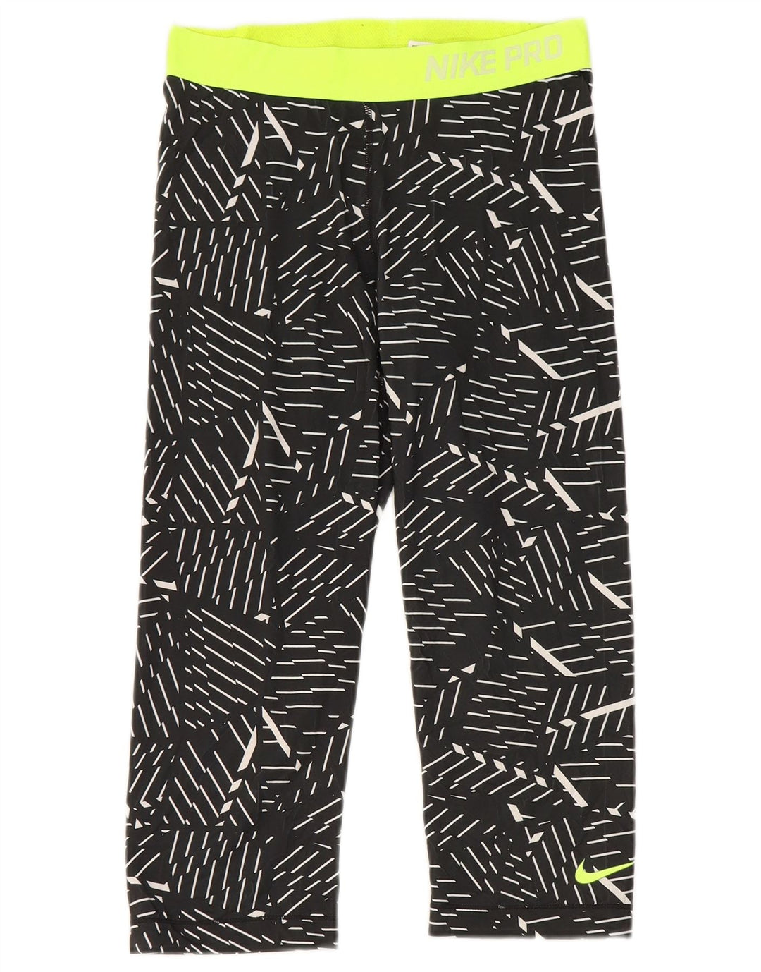 Nike Womens Graphic Capri Leggings UK 12 Médio Preto Geométrico Poliéster