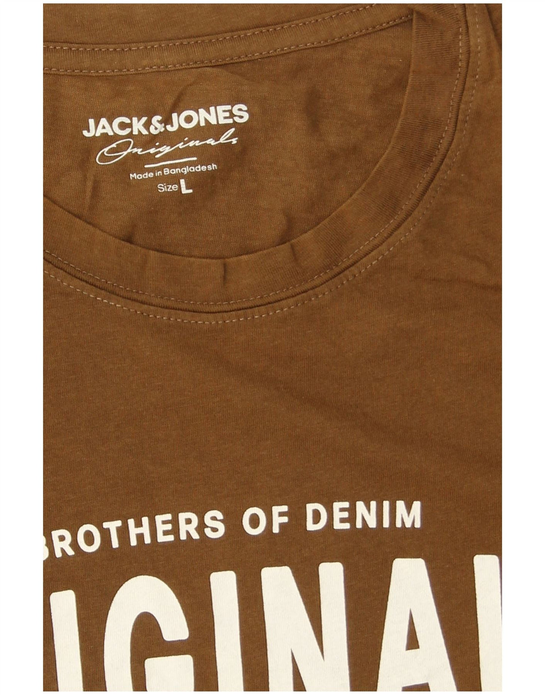 Camiseta gráfica masculina Jack & Jones grande algodão marrom