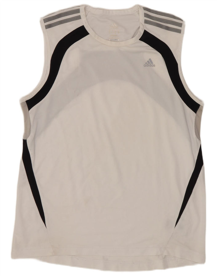Adidas Mens Climacool Vest Top Grande Branco Colorblock Poliéster