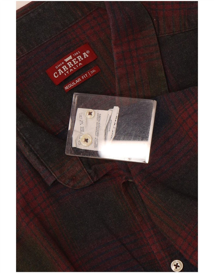 Camisa masculina Carrera Regular Fit 3XL algodão xadrez vermelho