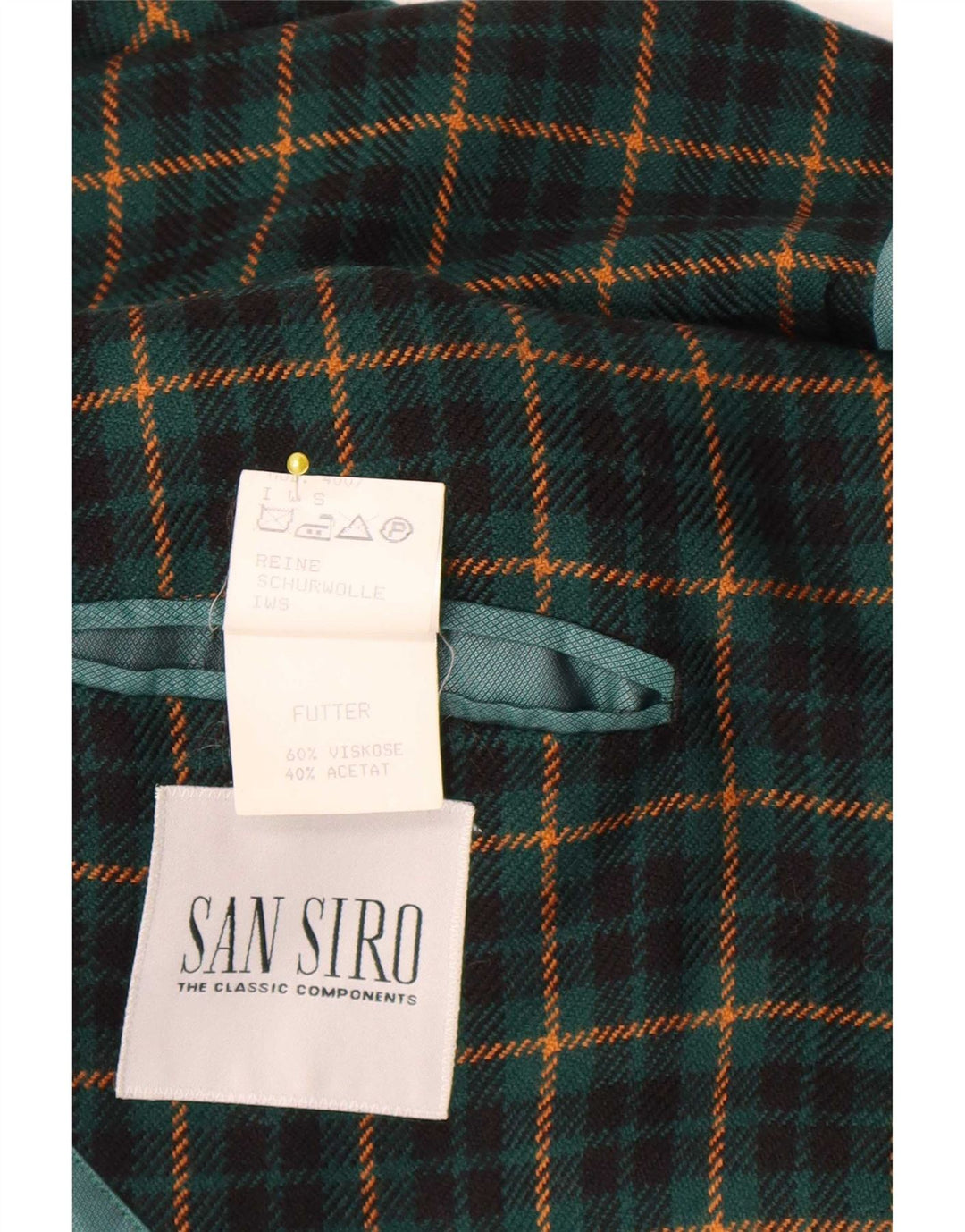 Jaqueta blazer masculina vintage com 3 botões Reino Unido 40 lã xadrez verde grande