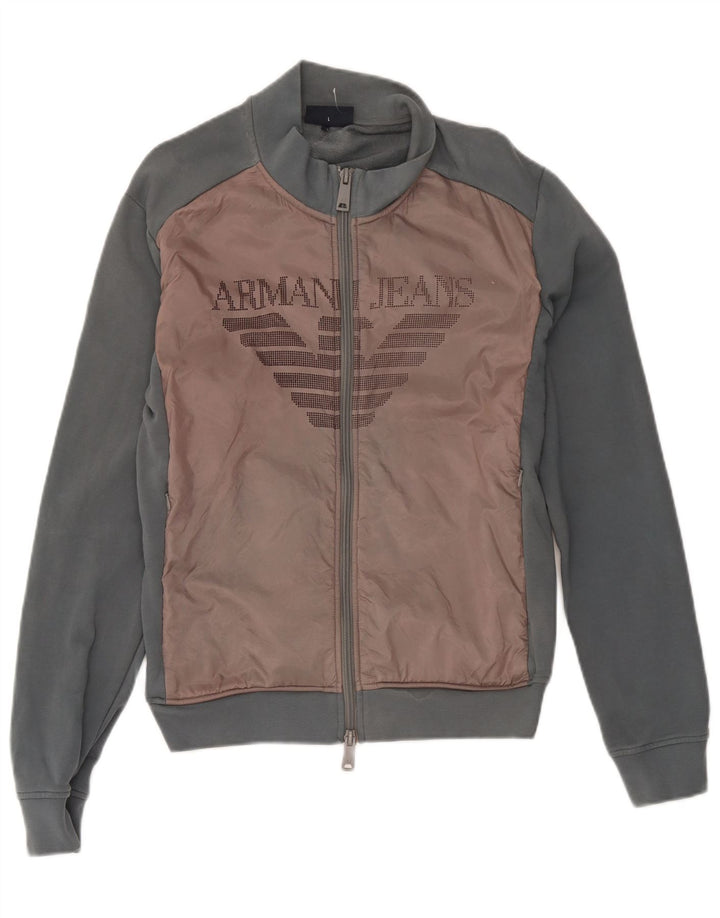 Jaqueta feminina Armani Jeans com top de agasalho UK 16 grande bloco cinza