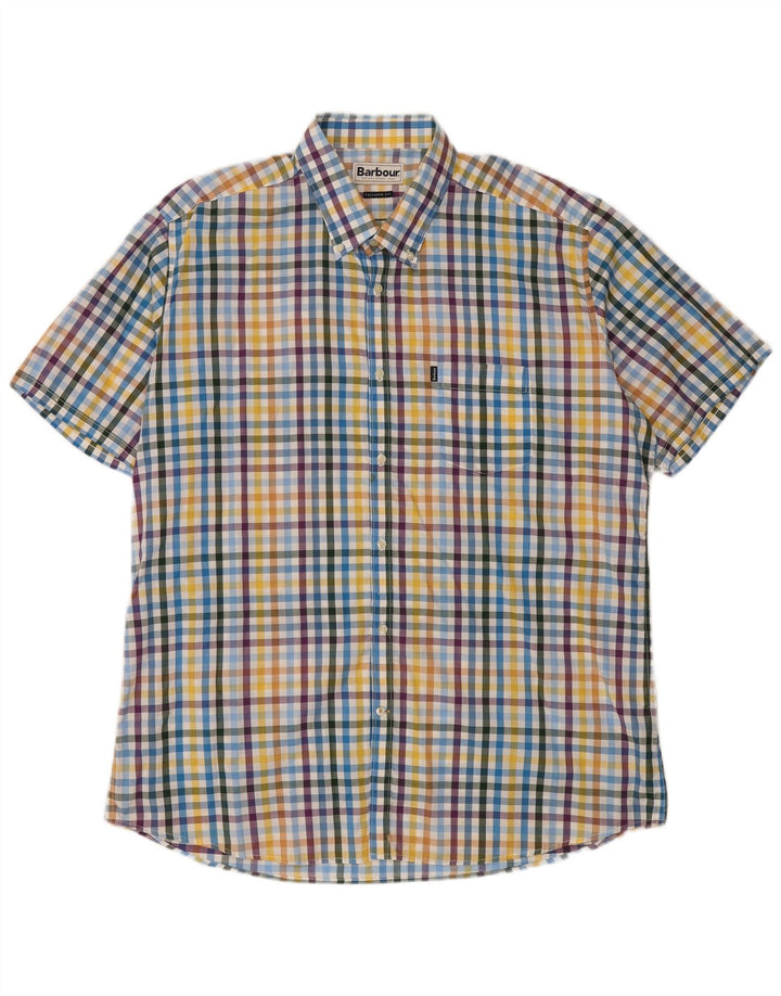 Camisa masculina de manga curta Barbour 3XL algodão guingão multicolorido clássico