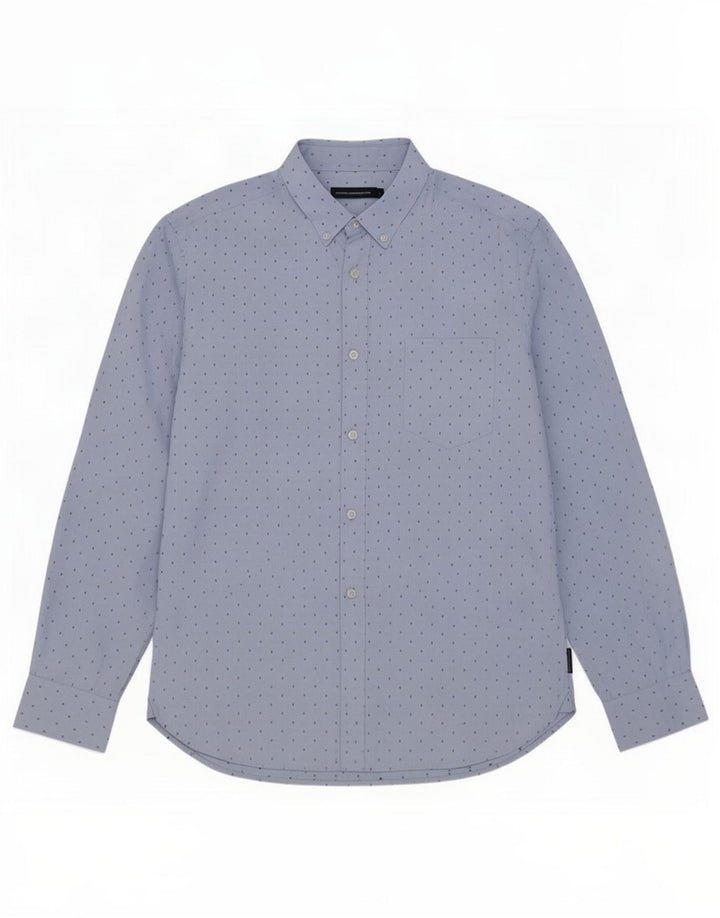 Camisa masculina French Connection grande poliéster manchado azul