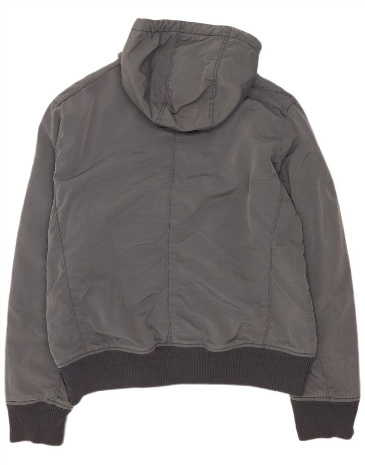 Jaqueta bomber masculina com capuz Calvin Klein Jeans Reino Unido 44 2XL cinza poliéster