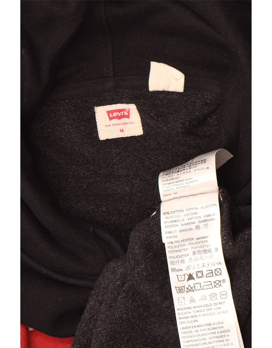 Suéter com capuz gráfico masculino LEVI'S médio algodão preto