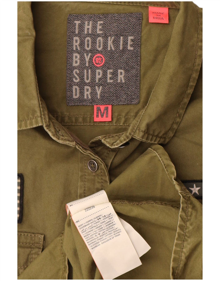 Camisa gráfica feminina Superdry UK 14 algodão cáqui médio