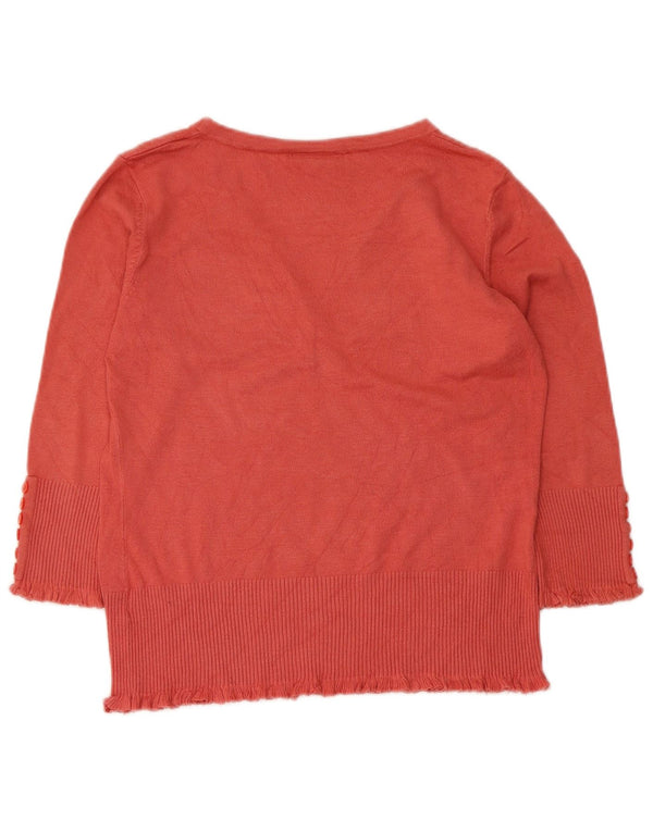 Top feminino John Lewis manga 3/4 Reino Unido 14 viscose vermelha média