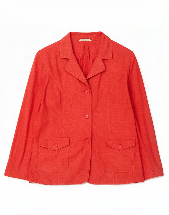Jaqueta blazer feminina de 3 botões Marks & Spencer Reino Unido 16 grande linho vermelho