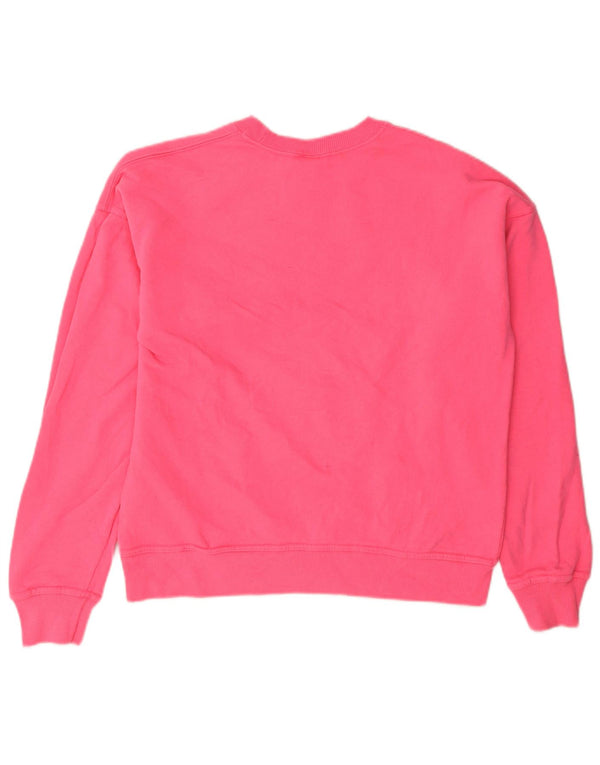 Champion moletom feminino grande com estampa gráfica Reino Unido 10 pequeno algodão rosa