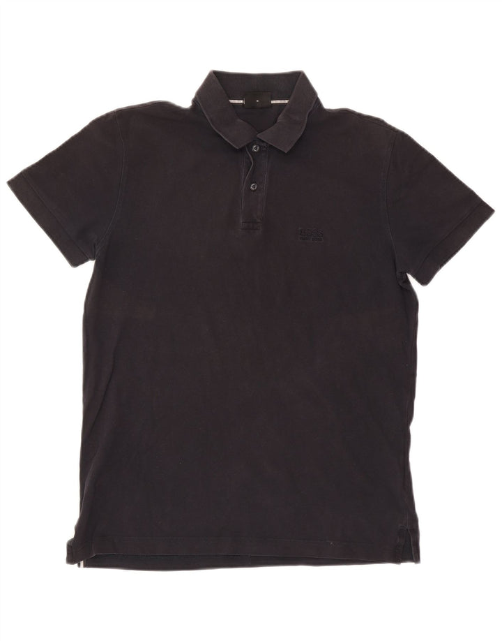 Camisa polo masculina Hugo Boss de algodão preto médio