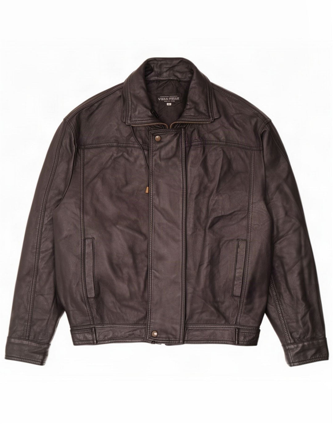 Jaqueta de couro masculina vintage IT 48 preto médio