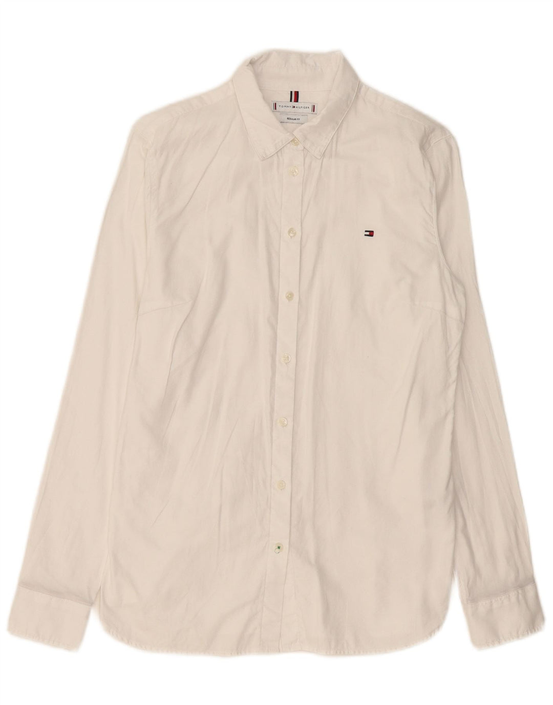 Camisa feminina TOMMY HILFIGER Regular Fit UK 8 pequena algodão branco