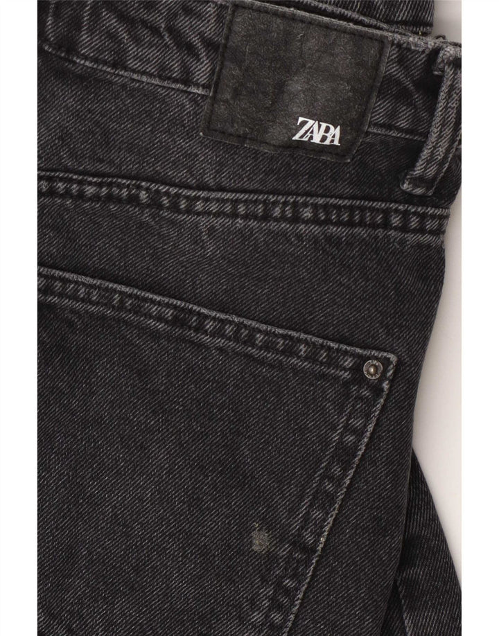 Zara Shorts jeans feminino de cintura alta médio W30 cinza