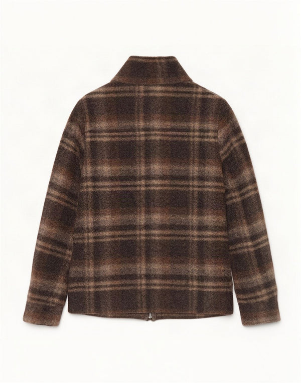 Playlife Womens Sherpa Duffle Bomber Jacket UK 16 Large Brown Plaid Classic
