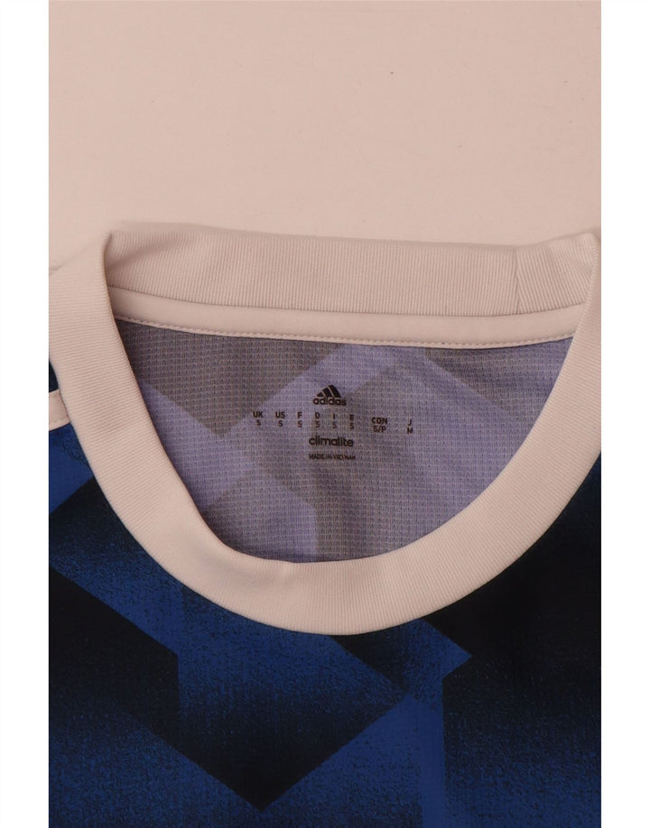 Adidas Mens Climalite Graphic Camiseta Top Pequeno Azul Geométrico Poliéster