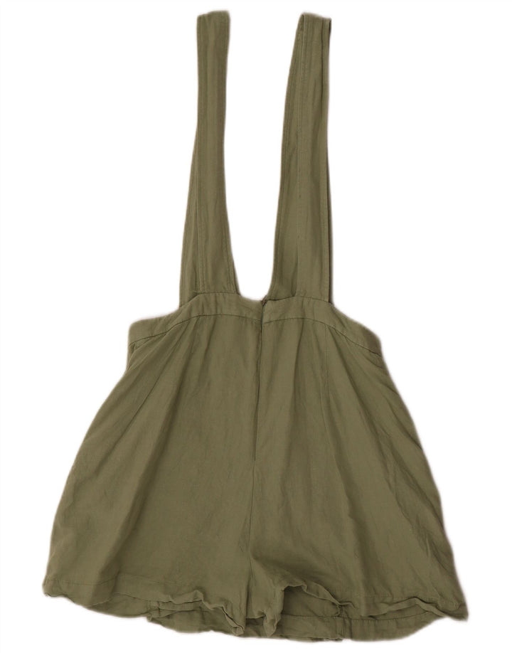 Zara Macacão feminino shorts pequeno W28 linho cáqui