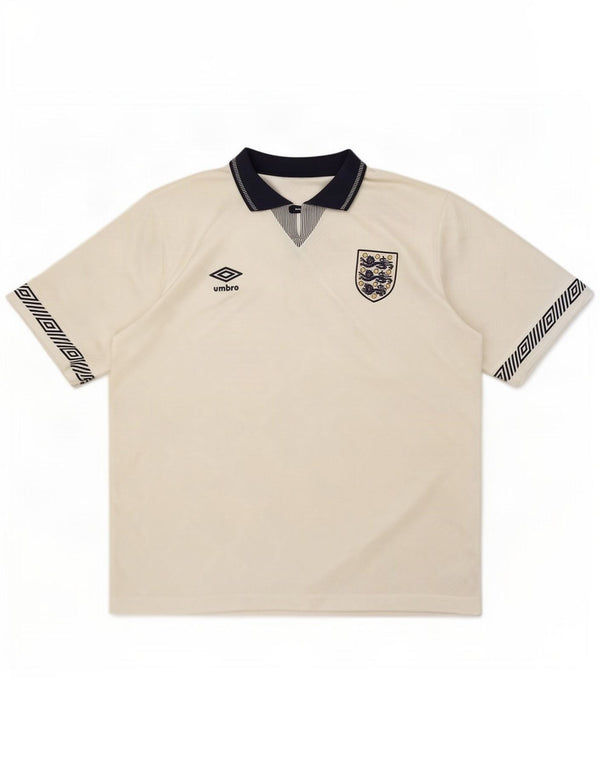 Camisa de futebol masculina Umbro Inglaterra 1990-1992 média branca