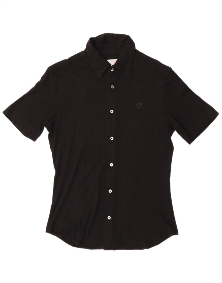 Camisa feminina Versace de manga curta Reino Unido 14 grande preta