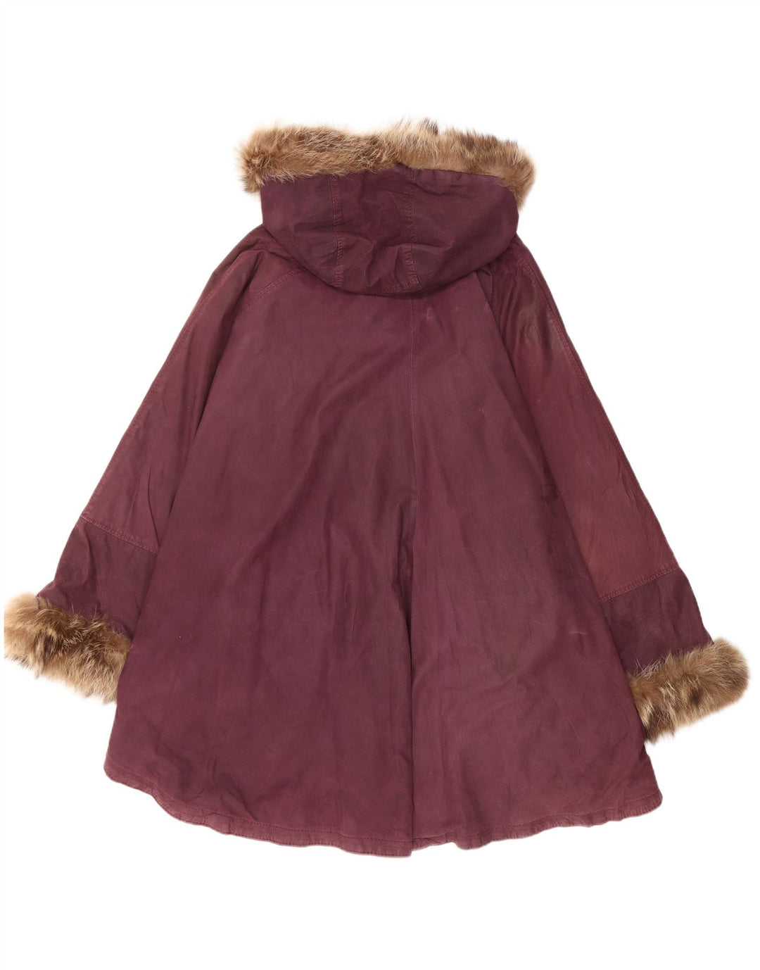 Casaco poncho de couro com capuz feminino vintage tamanho único marrom