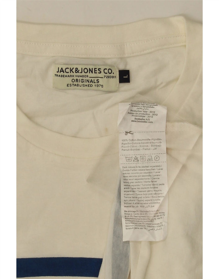 Camiseta masculina JACK & JONES grande algodão listrado branco