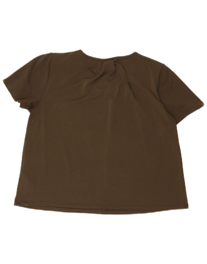 Blusa feminina H&M UK 14 poliéster cáqui médio
