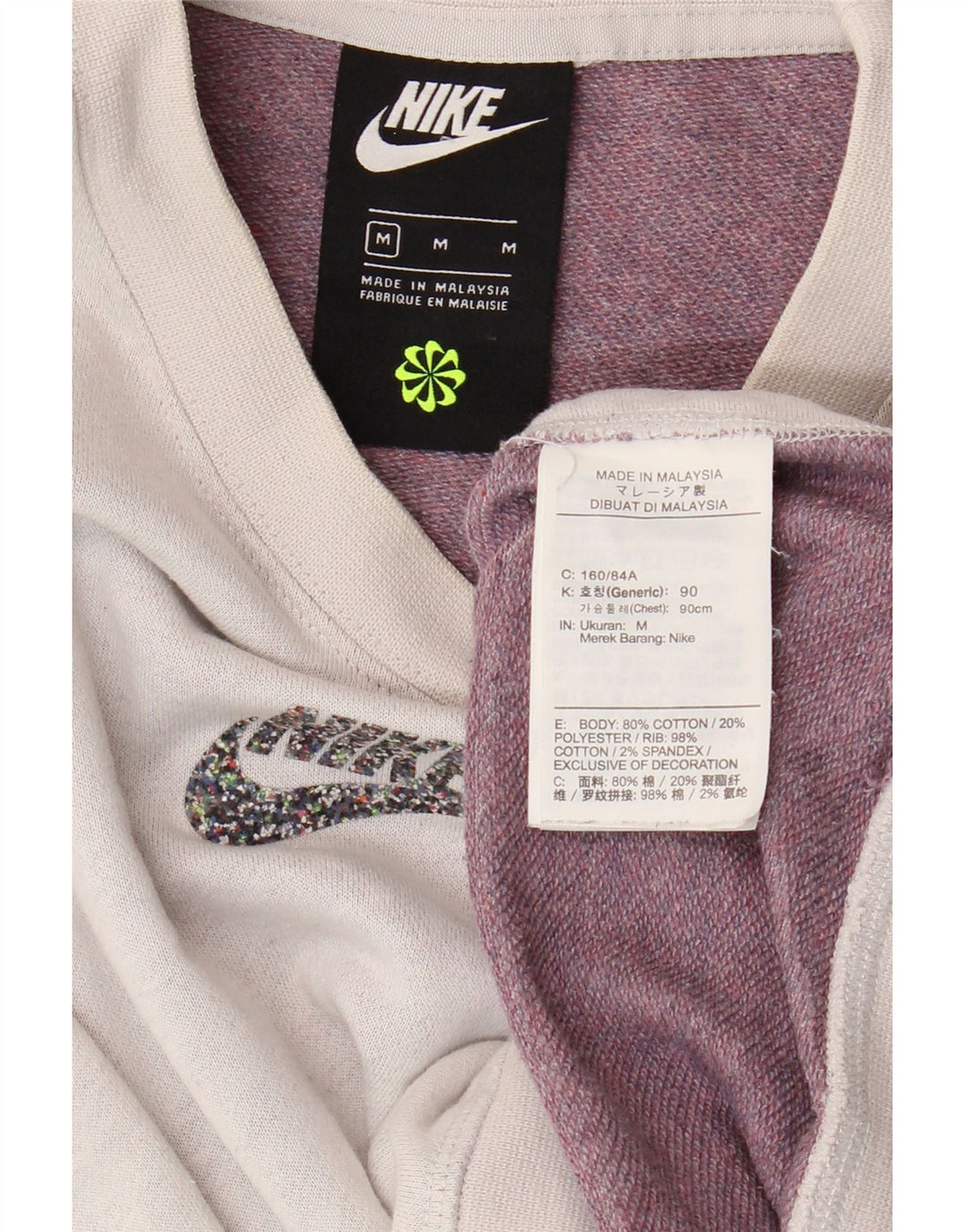 Nike Womens Crop Oversized Moletom Jumper UK 14 Médio Cinza Algodão