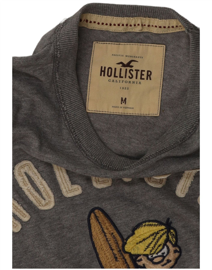 Hollister Camiseta masculina gráfica Top algodão cinza médio