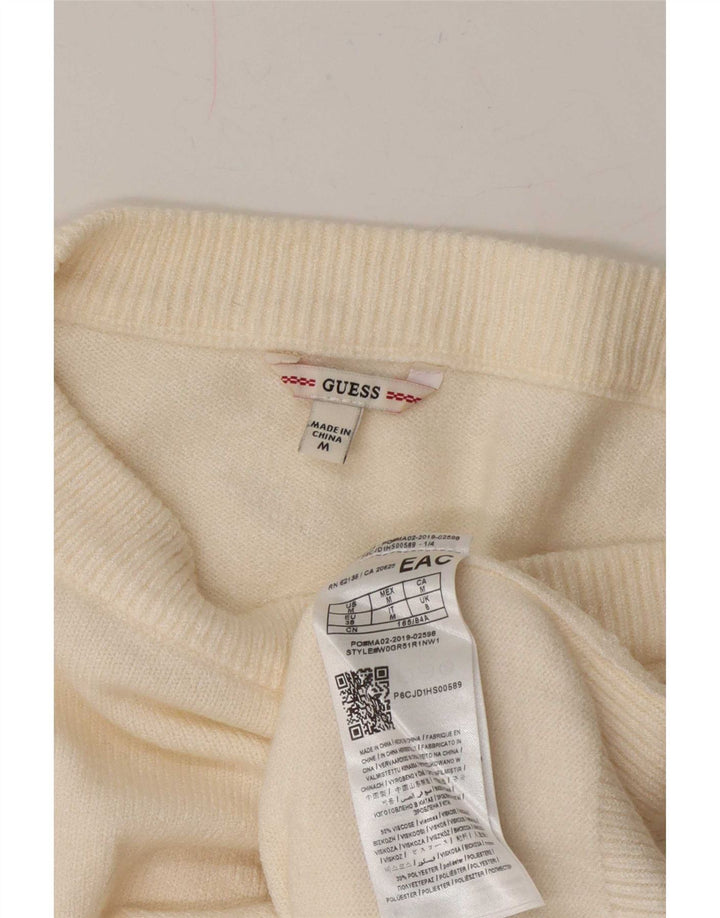 Suéter feminino grande com gola canoa Guess Reino Unido 8 pequeno off white