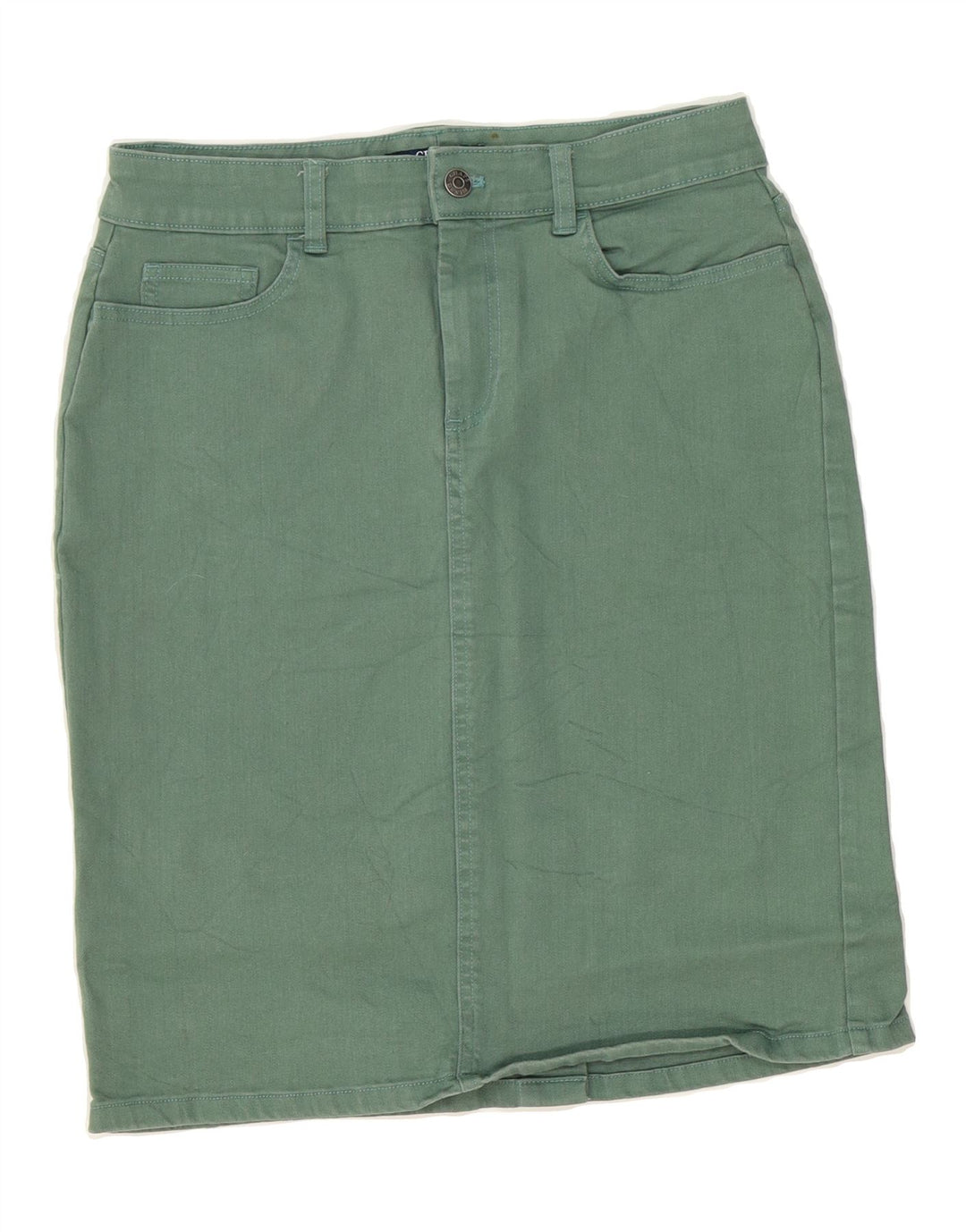 CHAPS Womens Denim Skirt US 8 Medium W30 Green Cotton Vintage Chaps and Second-Hand Chaps from Messina Hembry 