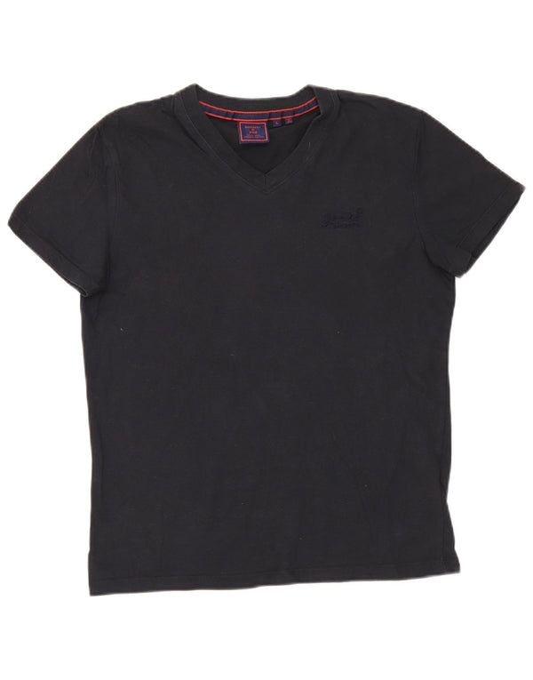 Camiseta feminina Superdry UK 16 grande algodão azul marinho