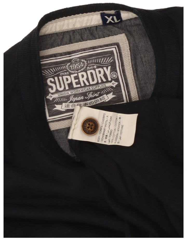 Top gráfico masculino Superdry manga comprida XL azul marinho algodão