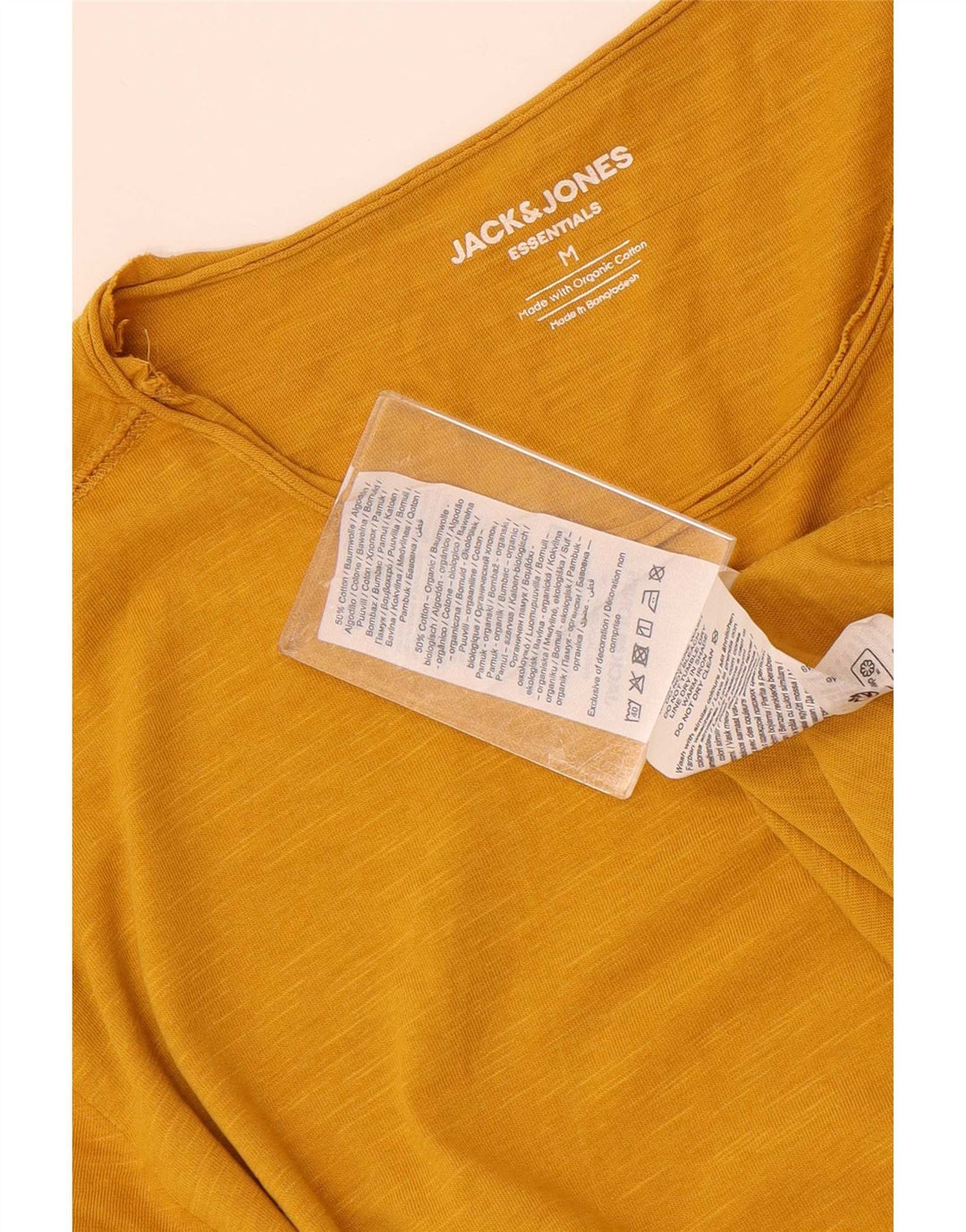Camiseta masculina Jack & Jones Regular Fit Top de algodão amarelo médio