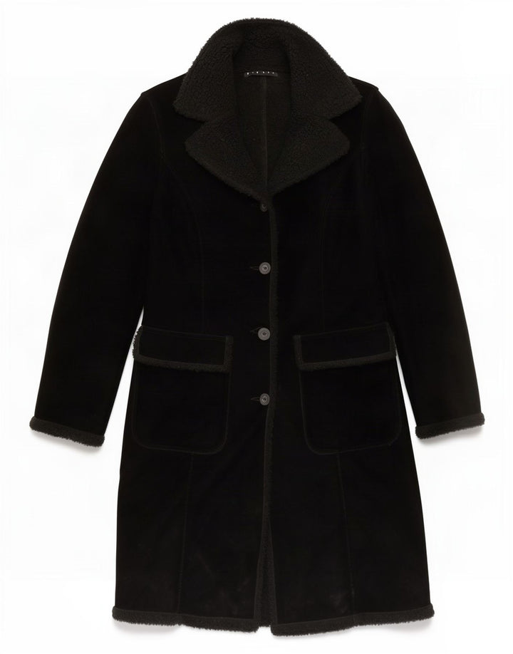 Sobretudo Sherpa feminino Sisley UK 10 pequeno poliéster preto