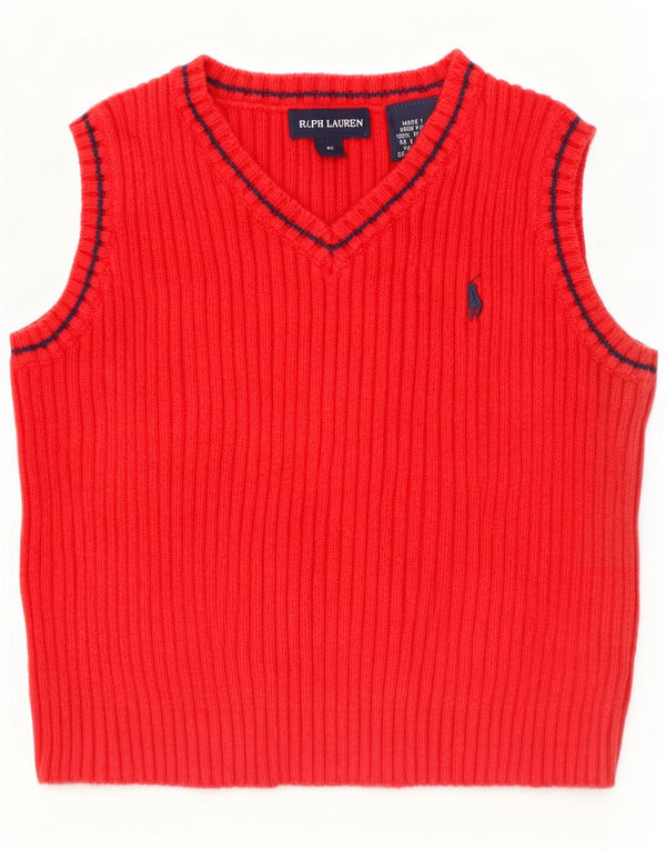 Ralph Lauren Boys Colete Regata 3-4 Anos Algodão Vermelho