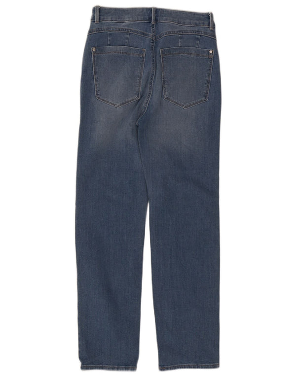 Calça jeans feminina Marks & Spencer Sienna Straight UK 10 pequena W27 L27 azul