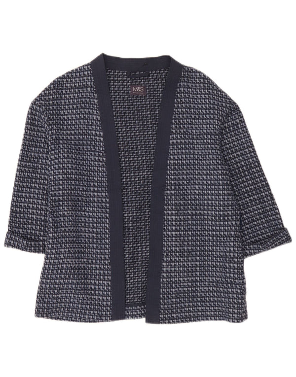 Suéter cardigã feminino Marks & Spencer manga 3/4 Reino Unido 10 pequeno azul