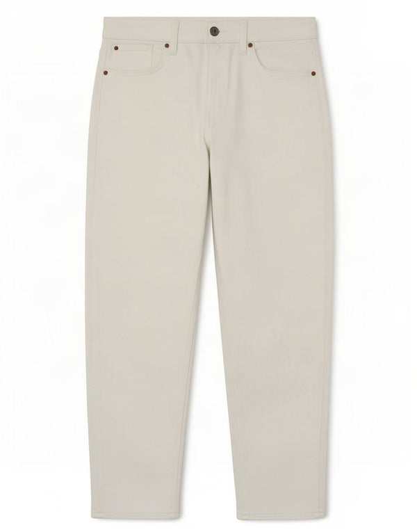 Calça Jeans Marks & Spencer Feminina Crop Tapered UK 12 Médio W30 L25 Algodão Branco