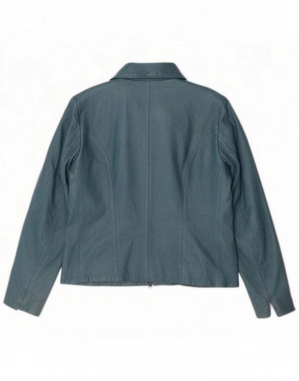 Jaqueta de couro feminina vintage IT 54 3XL Azul