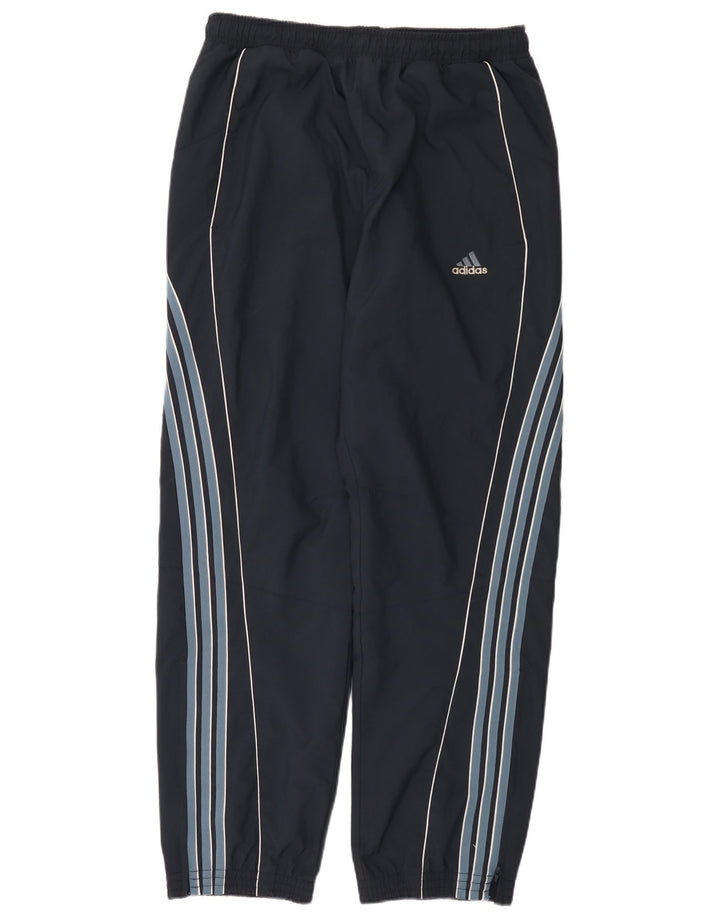 Calça de treino masculina Adidas Joggers grande poliéster listrado azul marinho