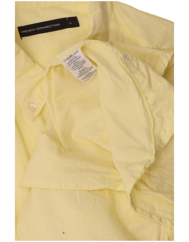 Camisa masculina de manga curta French Connection grande algodão amarelo