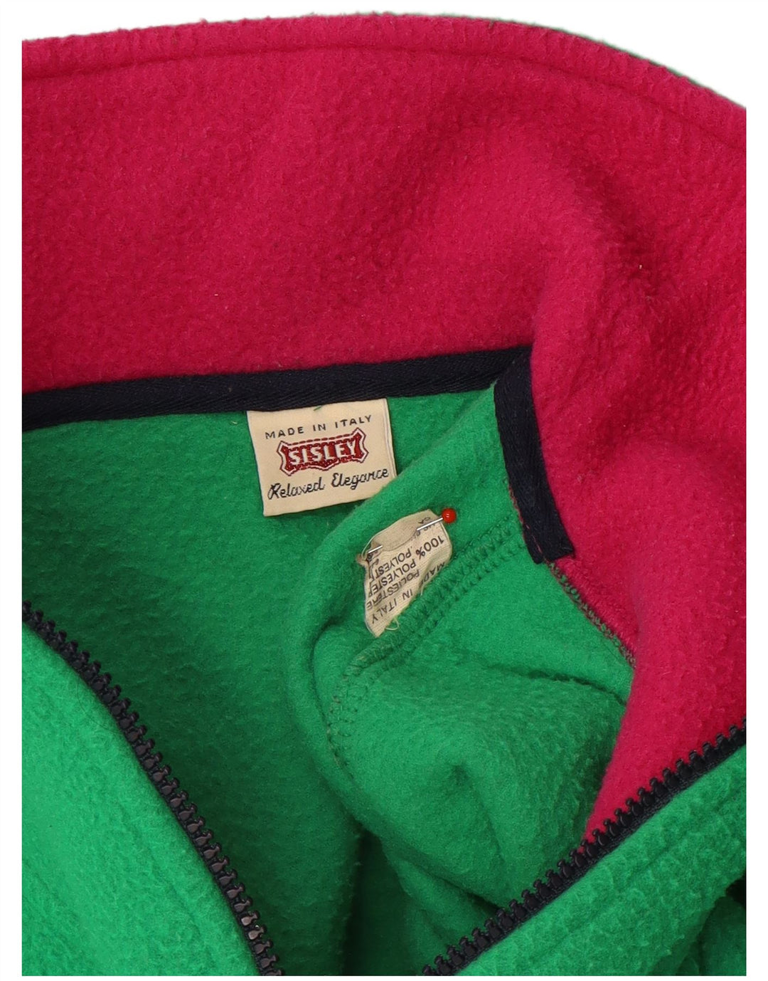 Suéter Sisley masculino com zíper e gola em lã verde médio poliéster