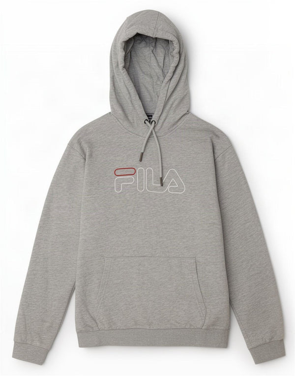 Fila Mens Graphic Hoodie Jumper Médio Algodão Flecked Cinza