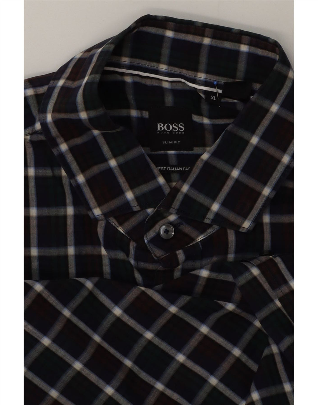 Hugo Boss Mens Slim Fit Camisa XL Xadrez Multicolorido