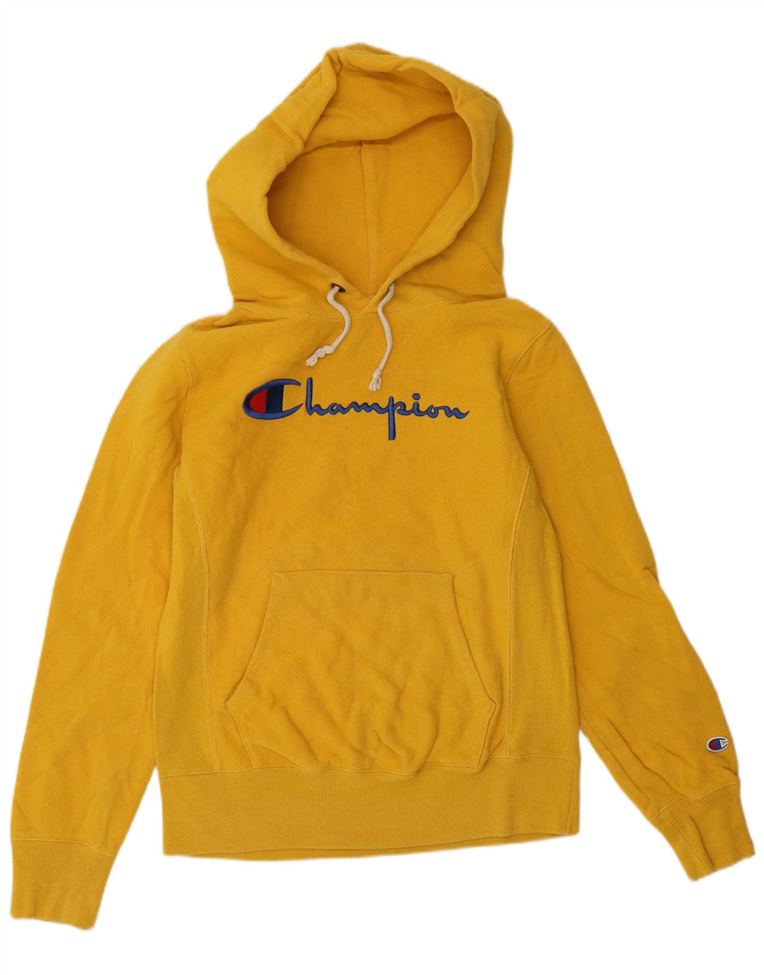 CHAMPION Suéter feminino com capuz gráfico Reverse Weave Reino Unido 14 Médio Amarelo