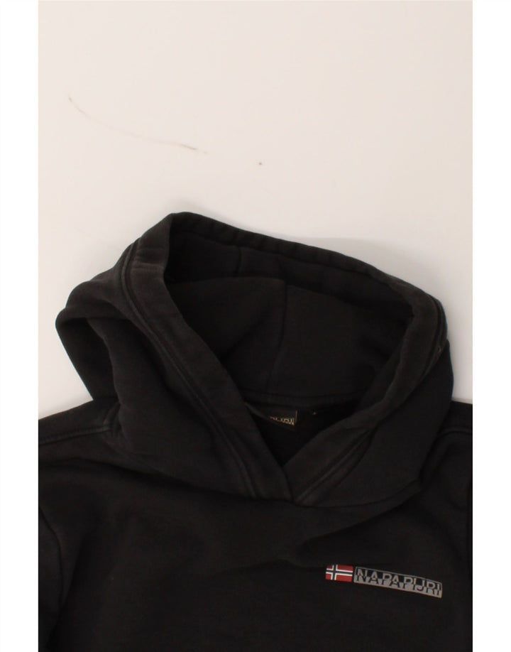 NAPAPIJRI Boys Hoodie Jumper 9-10 Years Black Cotton Vintage Napapijri and Second-Hand Napapijri from Messina Hembry 