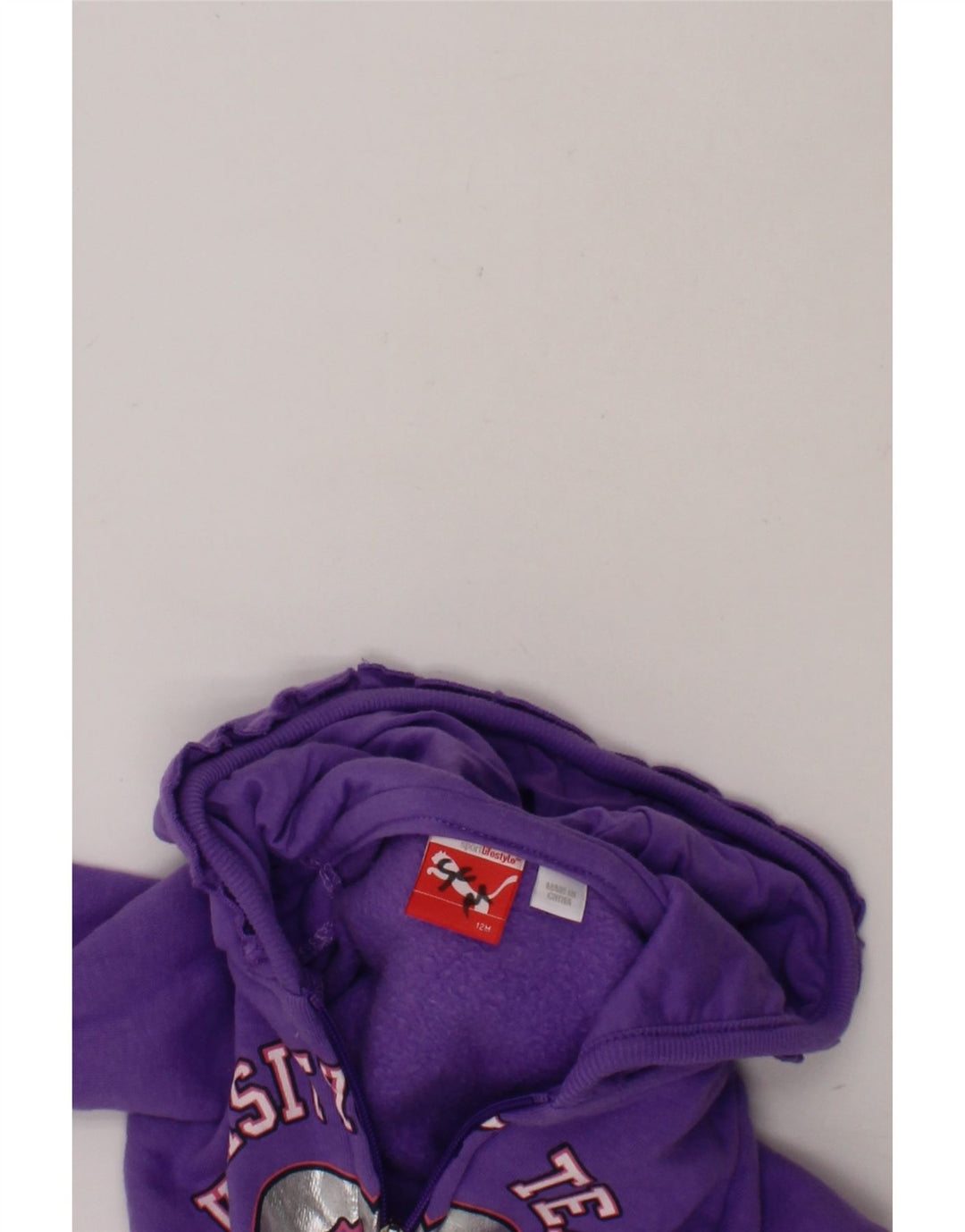 PUMA Baby Girls Graphic Zip Hoodie Sweater 9-12 Months Purple Cotton Vintage Puma and Second-Hand Puma from Messina Hembry 