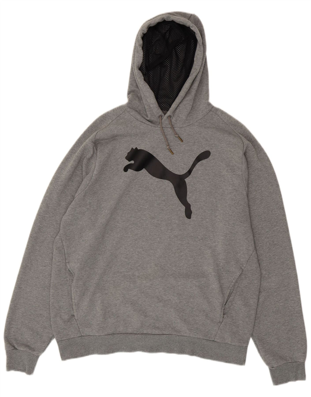 PUMA Mens Graphic Hoodie Jumper XL cinza manchado de algodão